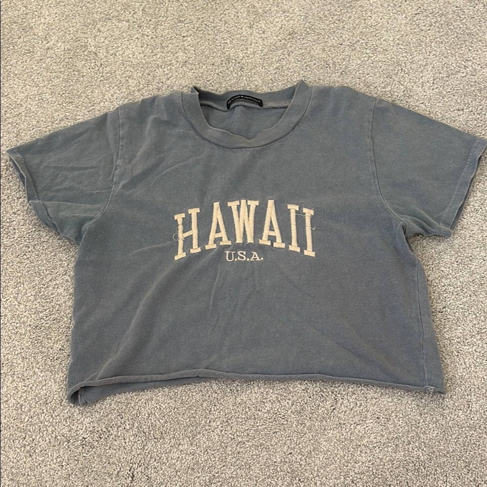 Dark blue Brandy Melville Hawaii cropped tee